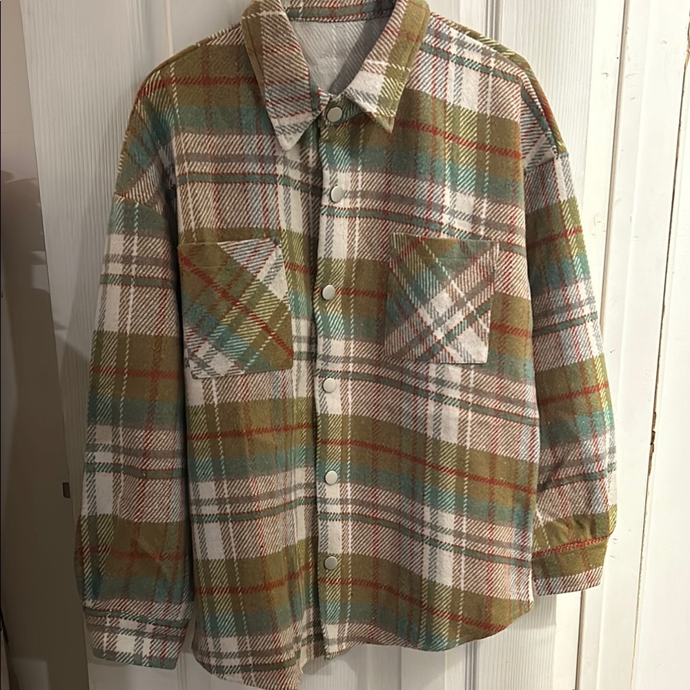 Plaid Button-Up Shirt Jacket
